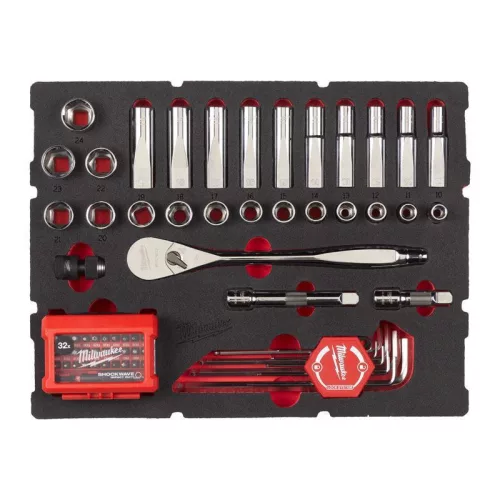 Milwaukee 1/2'' Racsni klt + Bitek + Imbusz klt. Packout habbetétben 1 db