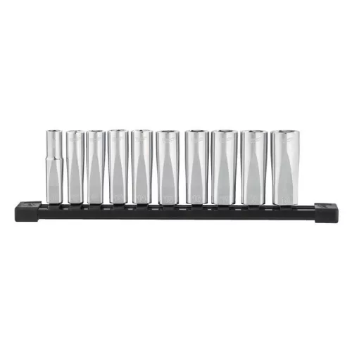 Milwaukee 3/8" Dugókulcsok hosszú, Metrikus, tartósínen 10 db