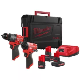   Milwaukee M12 FPP2A2-5253X FUEL ERŐCSOMAG készlet, M12 FPD2 + M12 FID2 + 2db M12 B6 akku + 1 db töltő + HD koffer