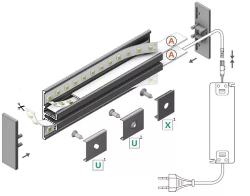 Led profil sín, BACK10, eloxált, 2m /szál