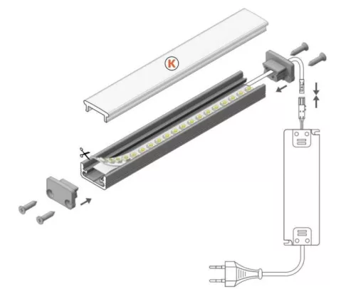 Led profil sín, Floor8, padlóba süllyeszthető, eloxált 2m /szál