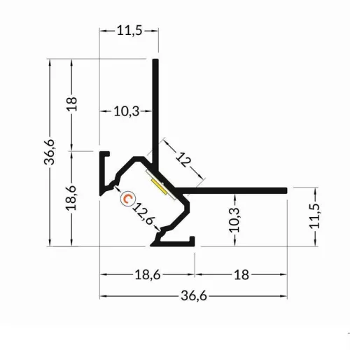 LED profil UNI-TILE12 270° csempe LED profil 2000mm