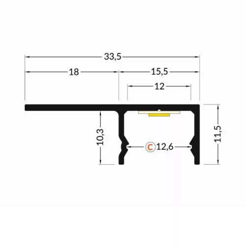 LED profil sín, UNI-TILE12 PLUS180° csempe LED profil 2000mm