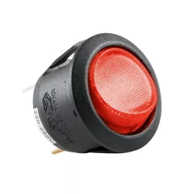   Világítós billenőkapcsoló, 1 áramkör - 2 állás, beép.: 21 mm, piros
