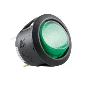   Világítós billenőkapcsoló, 1 áramkör - 2 állás, beép.: 21 mm, zöld