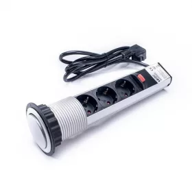   Too asztalba süllyeszthető elosztó, 3x2P+F, Ezüst, IP20, PPS-300-3S