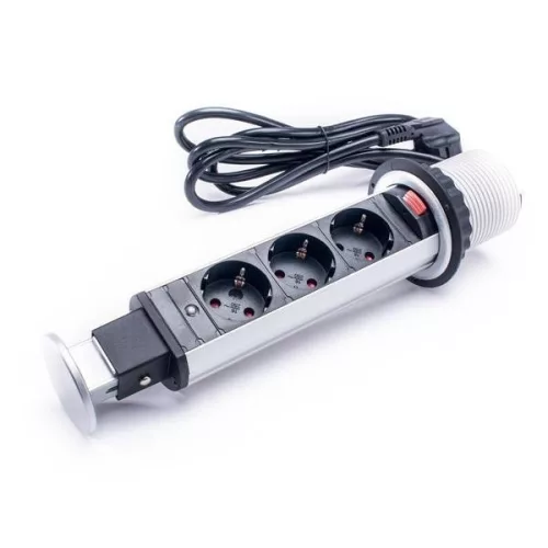 Too asztalba süllyeszthető elosztó, 3x2P+F, Ezüst, IP20, PPS-300-3S