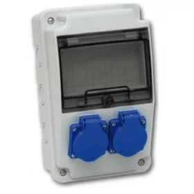   Ipari doboz, szerelt, 130x220-2x(2P+F) előlapon  IP44, TPlast
