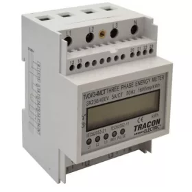  LCD kijelzésű háromfázisú áramváltós fogyasztásmérő, 4 modul400V / 5 A CT Pd=3W