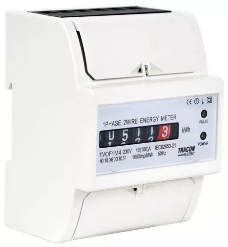 Elektromechanikus fogyasztásmérő, közvetlen, 1 fázisú, 4mod, 230VAC / 10(100)A