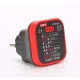 Teszter, hálózati aljzatteszter, 3 LED, Dugvilla, EU, 230VAC, Fi-relé teszt