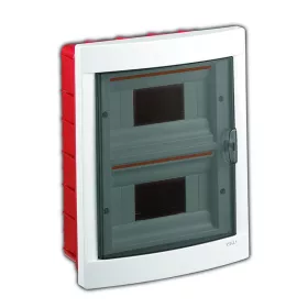 Lakáselosztó, 2x8 modul, átlátszó ajtó, süllyesztett