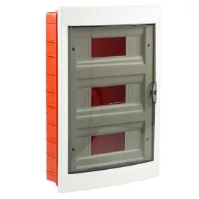   Lakáselosztó, 3x12 modul, átlátszó ajtó, süllyesztett 