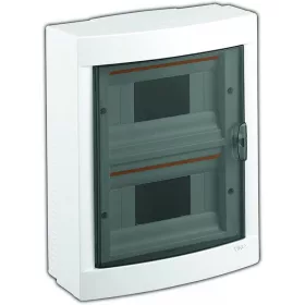   Lakáselosztó, 2x8 modul, átlátszó ajtó, falon kívüli 