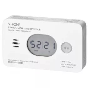   Szén-monoxid érzékelő, elemes, 2x1,5V AA, 10 év élettartam