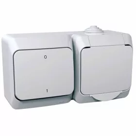   CEDAR PLUS 2P+F csatlakozóaljzat, kétpólusú kapcsolóval, IP44, fehér