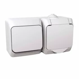   CEDAR PLUS 2P+F csatlakozóaljzat, váltókapcsolóval, IP44, fehér