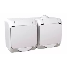   CEDAR PLUS 2x2P+F csatlakozóaljzat, biztonsági zsaluval, csapófedéllel, IP44, fehér