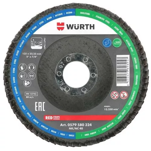 Lamellás csiszolótárcsa acélhoz és nemesacélhoz, RED LINE, 125 mm, 40-es