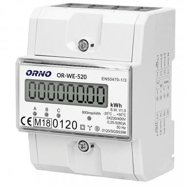 Fogyasztásmérő ORNO 3F digitális, Max. 80 A